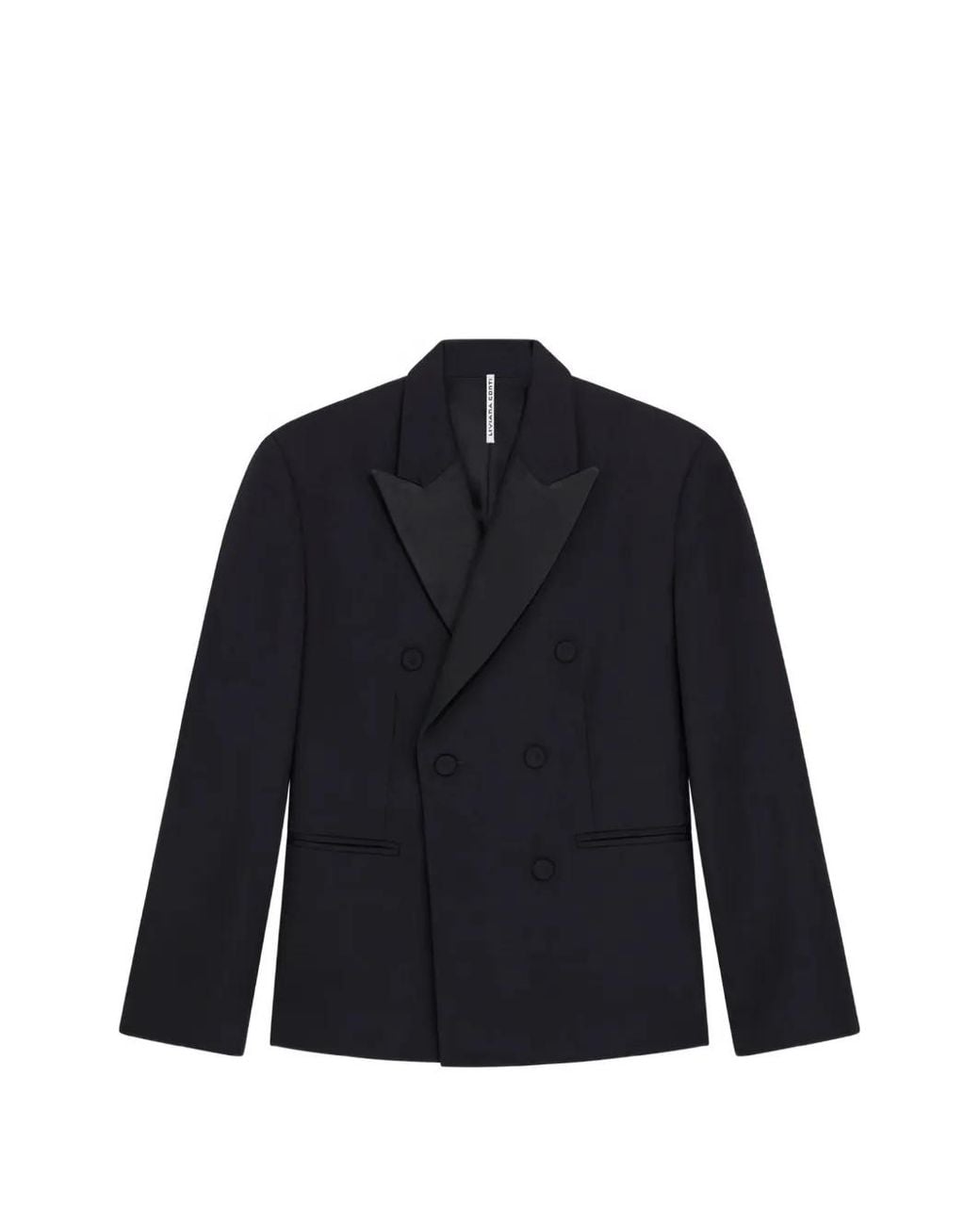 Liviana Conti Blue Double-Breasted Peak-Lapel Blazer