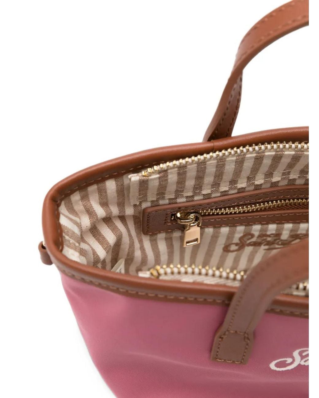 Mc2 Saint Barth Pink Mini City Logo-Embroidered Tote Bag