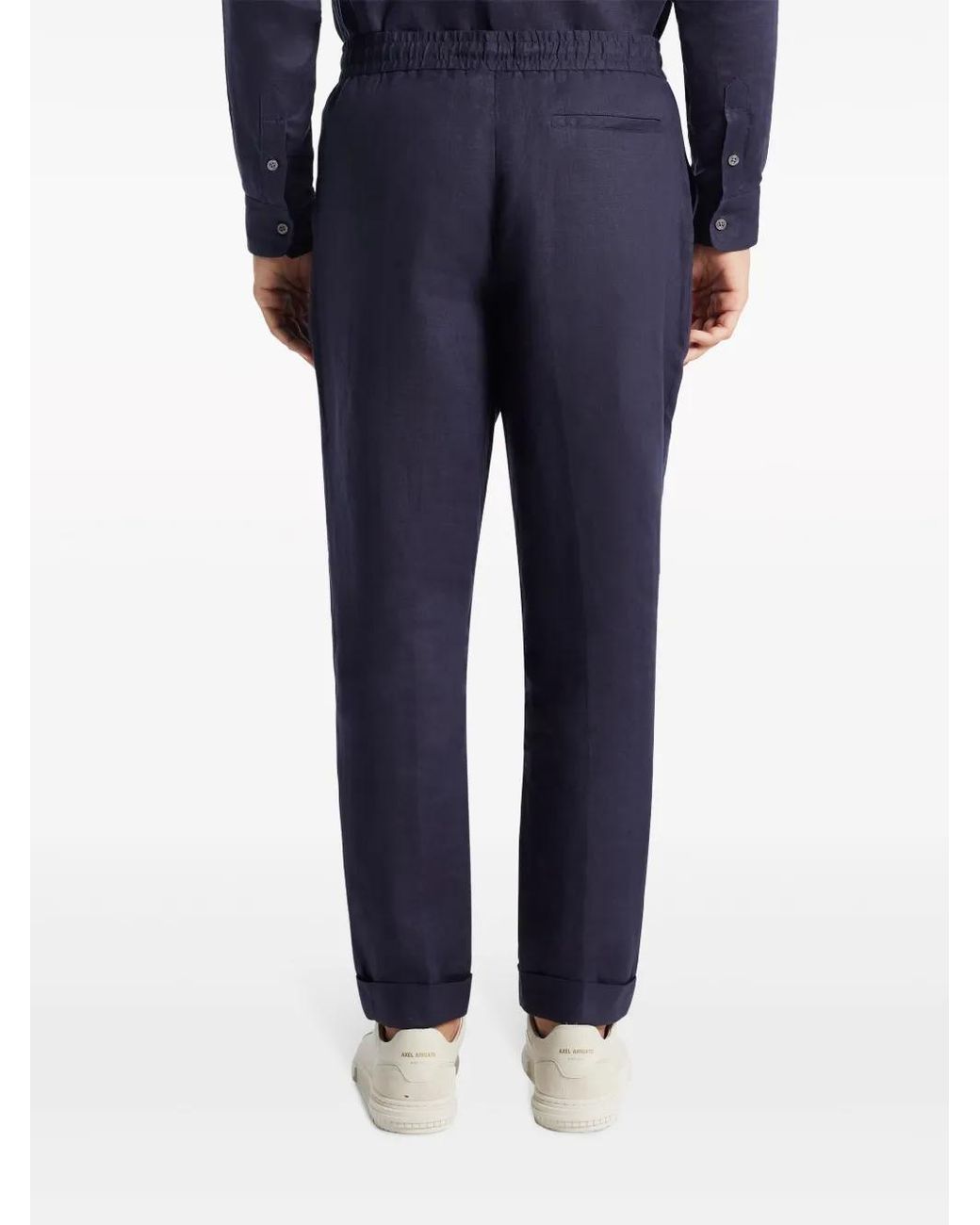 CHE Blue Slim-Fit Linen Trousers for men