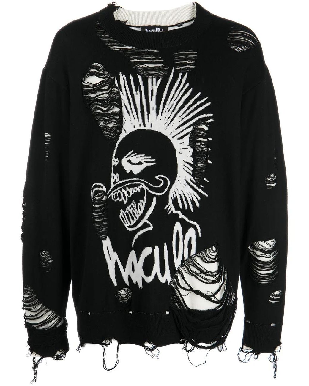 Haculla Black Logo-Knit Distressed Jumper for men
