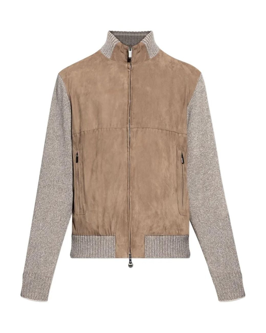 Paul & Shark Natural Suede Wool-Paneled Bomber Jacket for men