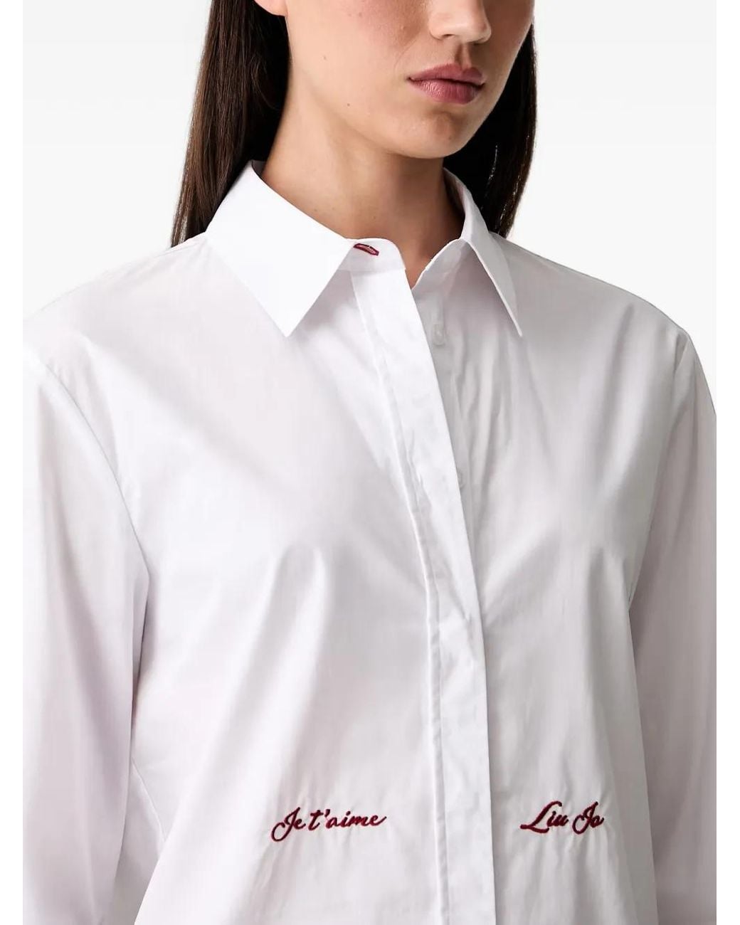 Liu Jo White Embroidered-Logo Shirt