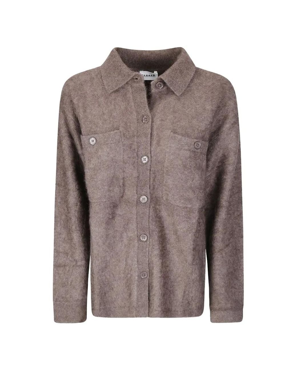 P.A.R.O.S.H. Brown Brushed-Knit Button-Down Shirt