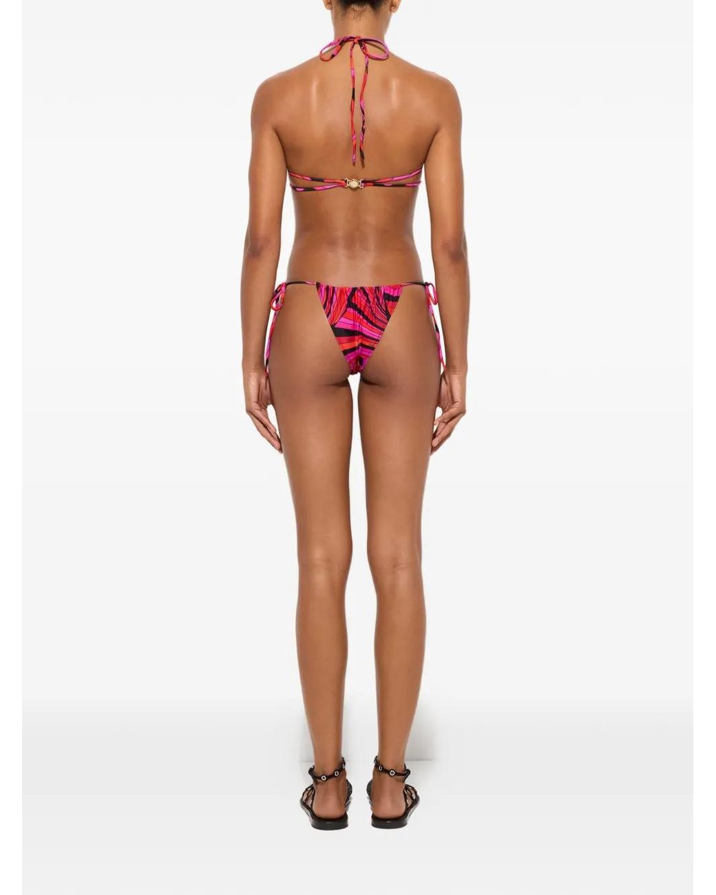 Emilio Pucci Pink Iride-Print Bikini Top