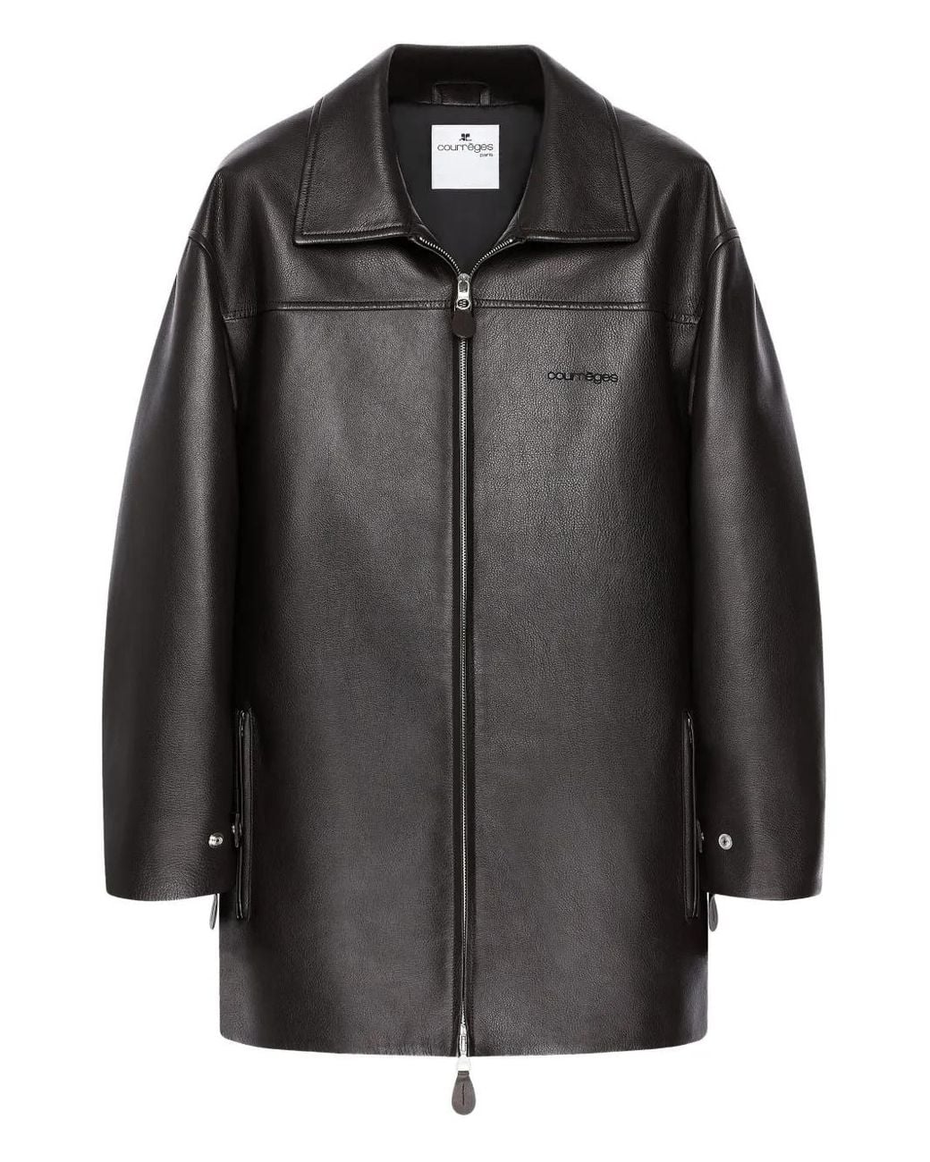Courreges Black Oversized Leather Jacket