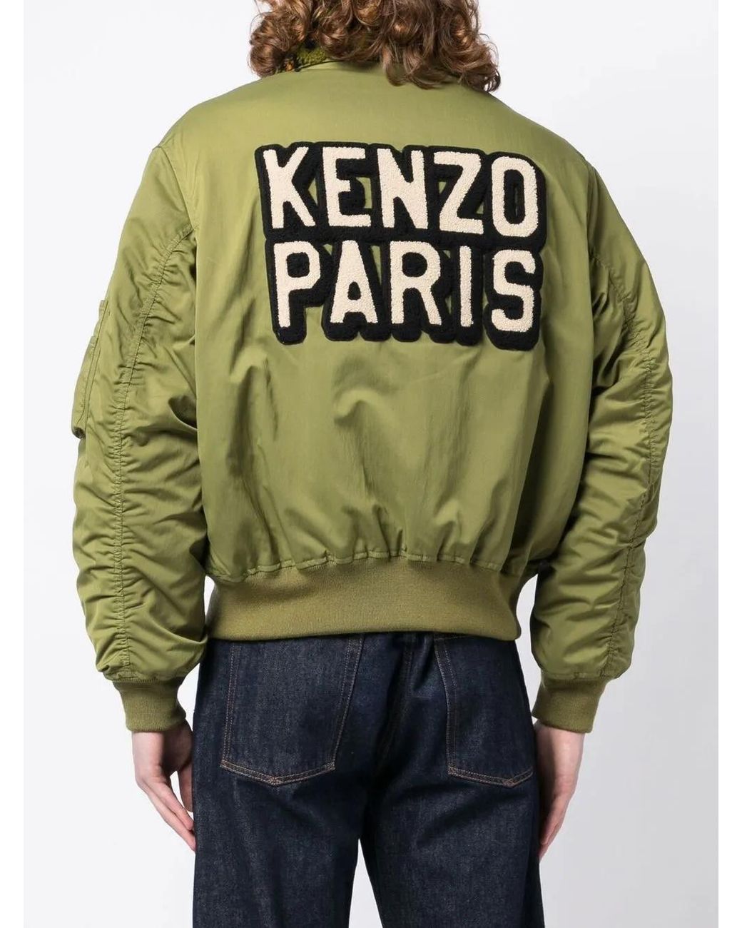 KENZO Green Boxy Bomber Jacket Khaki for men