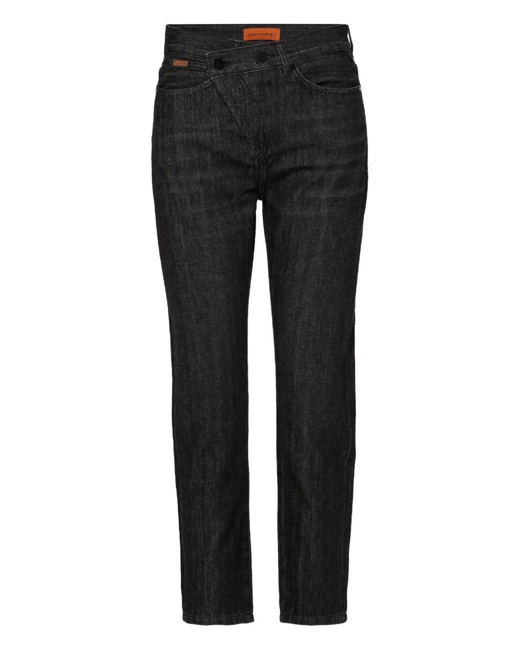 No44 Black Crossover-Waistband Jeans