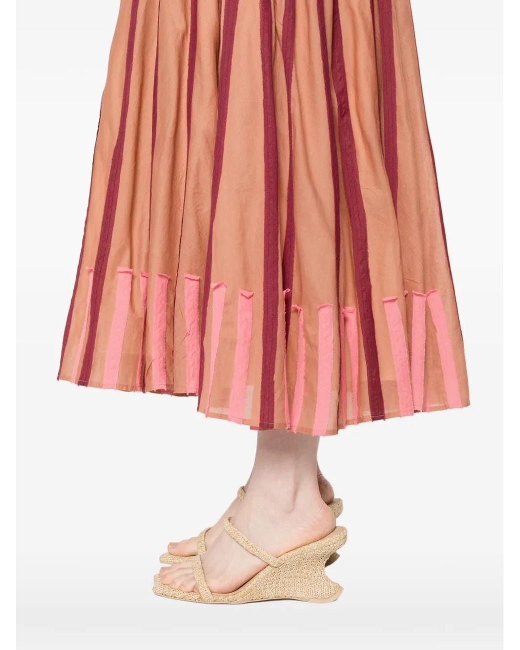 Falda larga a rayas Niu de color Red