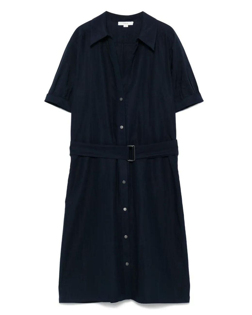 Vince Blue Cuffed S/S Belted Shirt Dress