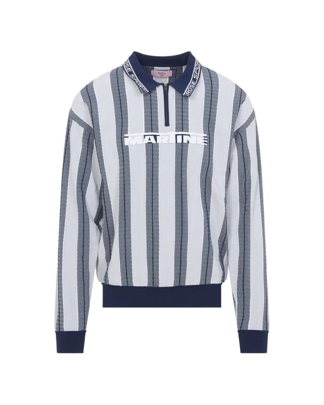 Martine Rose Blue Striped Zip Polo Shirt for men