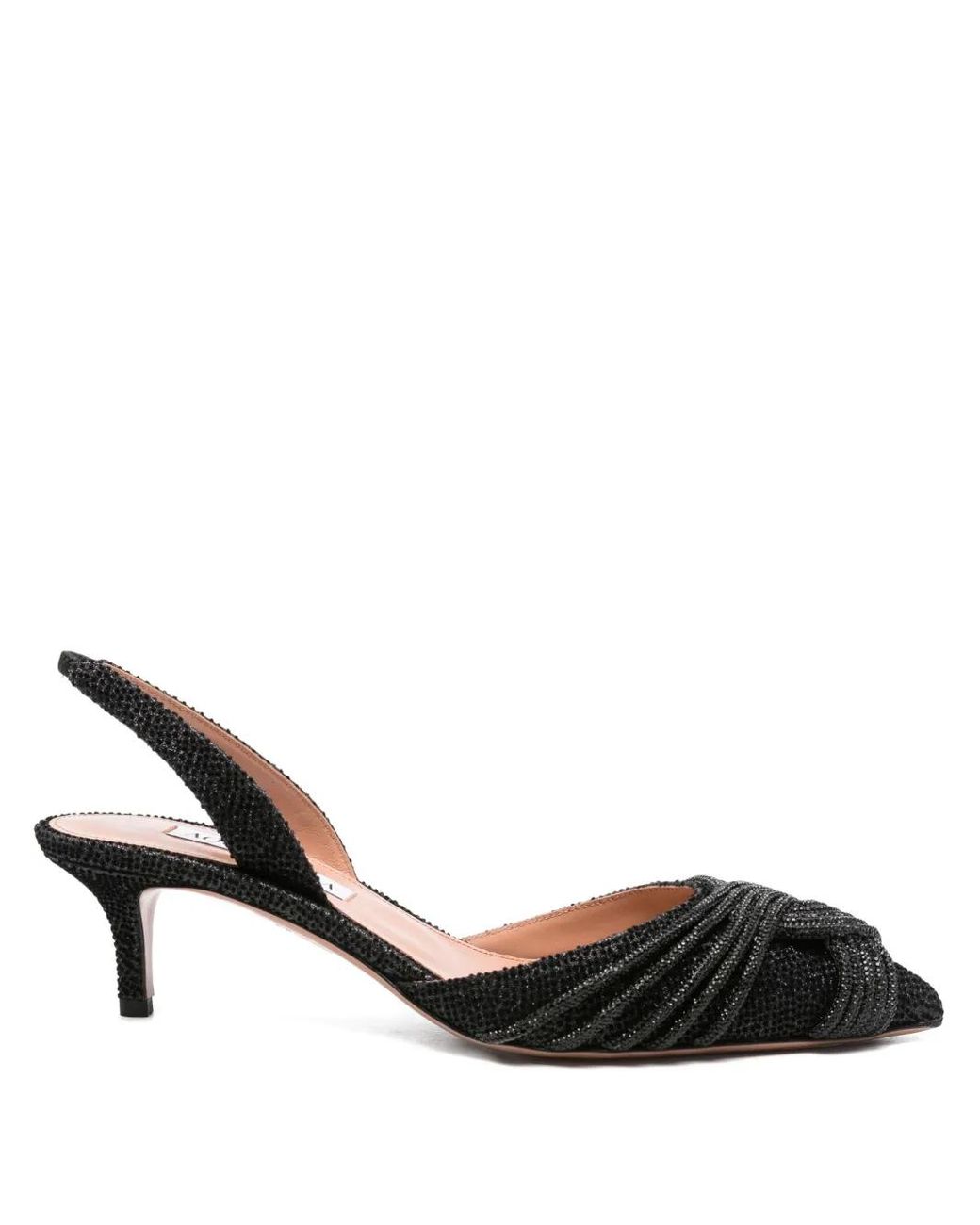 Aquazzura Black Gatsby 60 Beaded Slingback Pumps Shoes