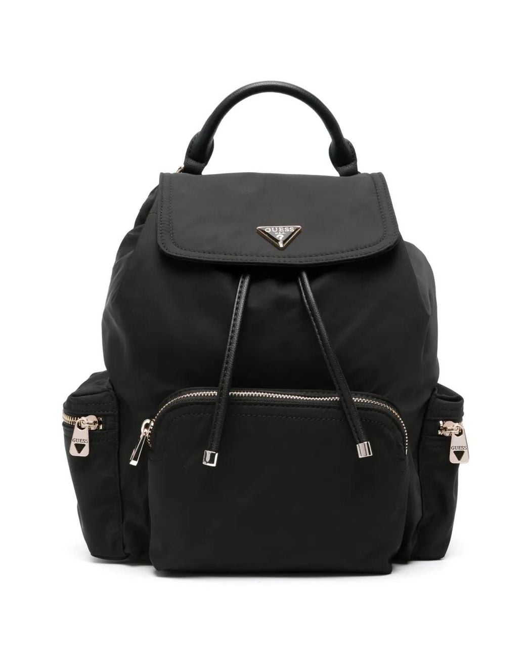 Guess Black Gemma Logo-Plaque Backpack