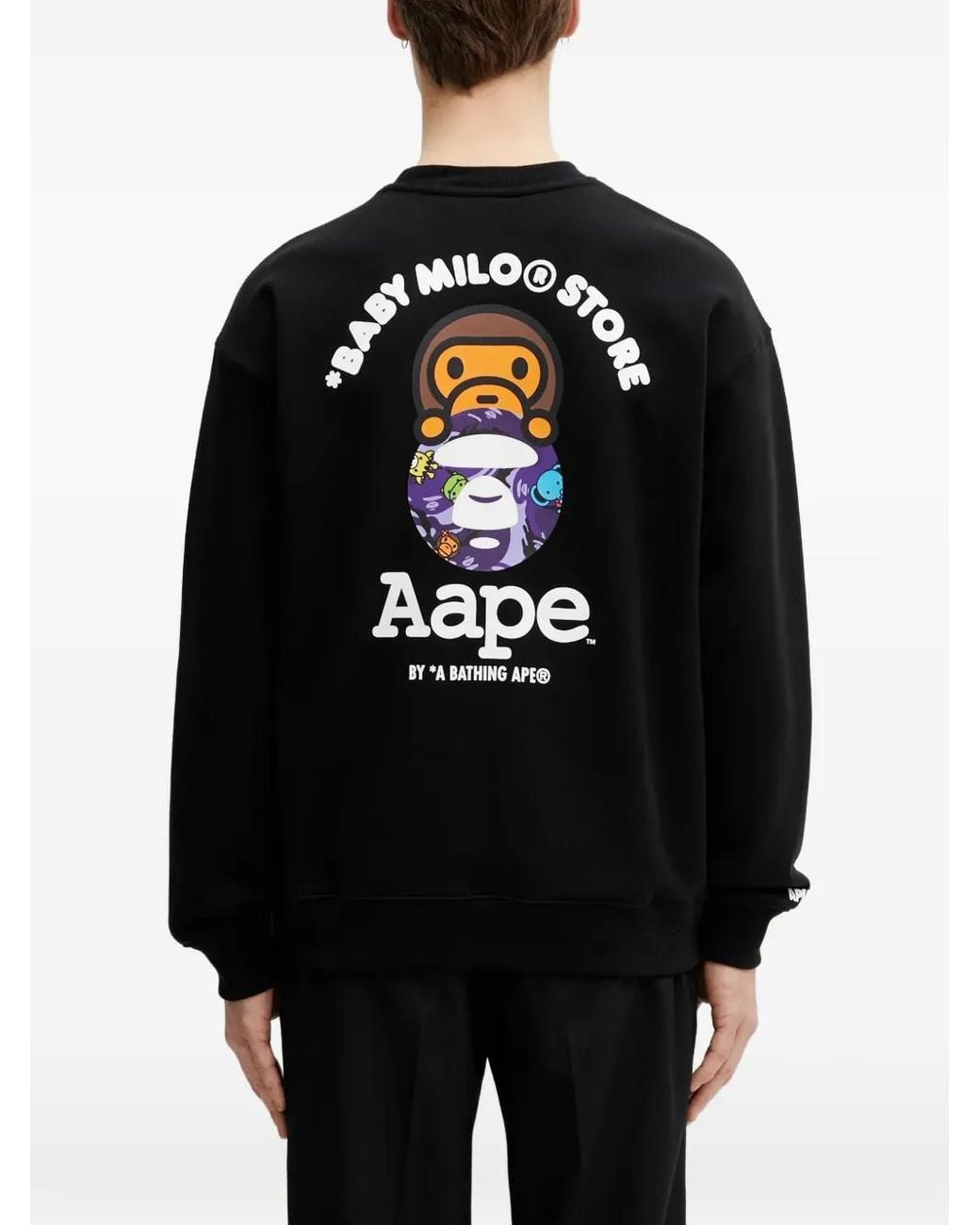 Aape By A Bathing Ape Black X Baby Milo Store Aapeunvs Logo Patch Sweatshirt for men