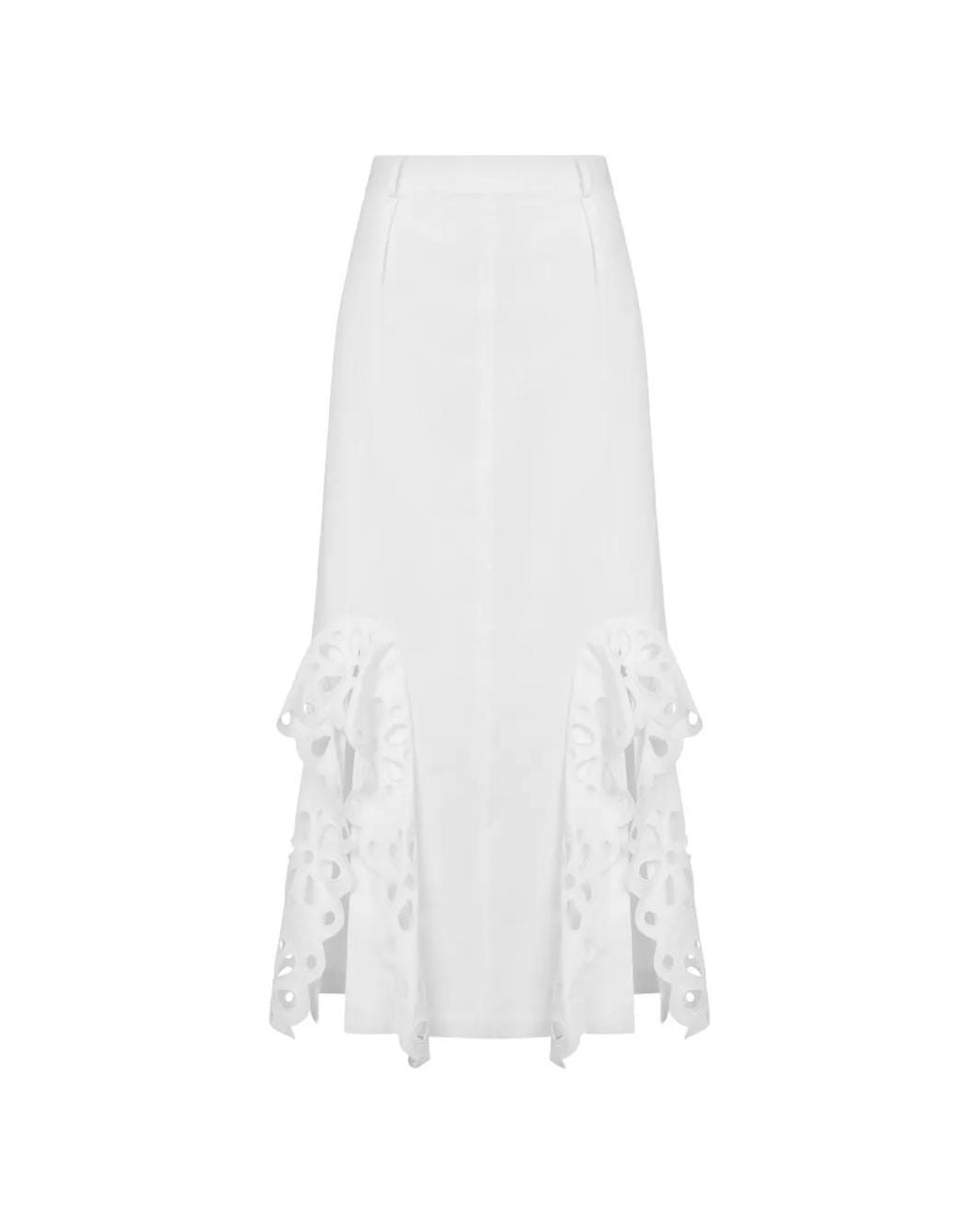 Moschino White Broderie-Anglaise Maxi Skirt