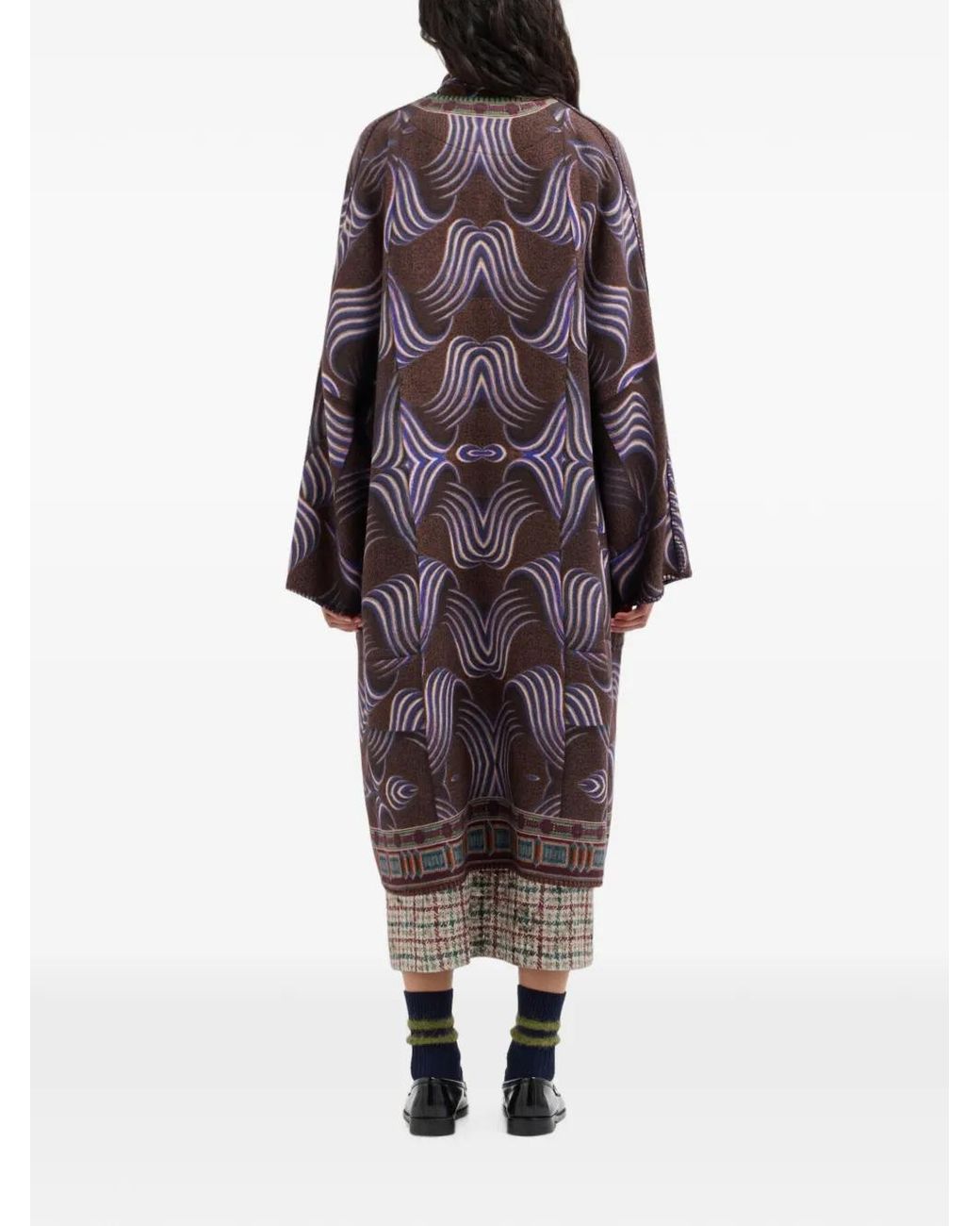Pierre Louis Mascia Brown Pancake Geometric-Print Kimono