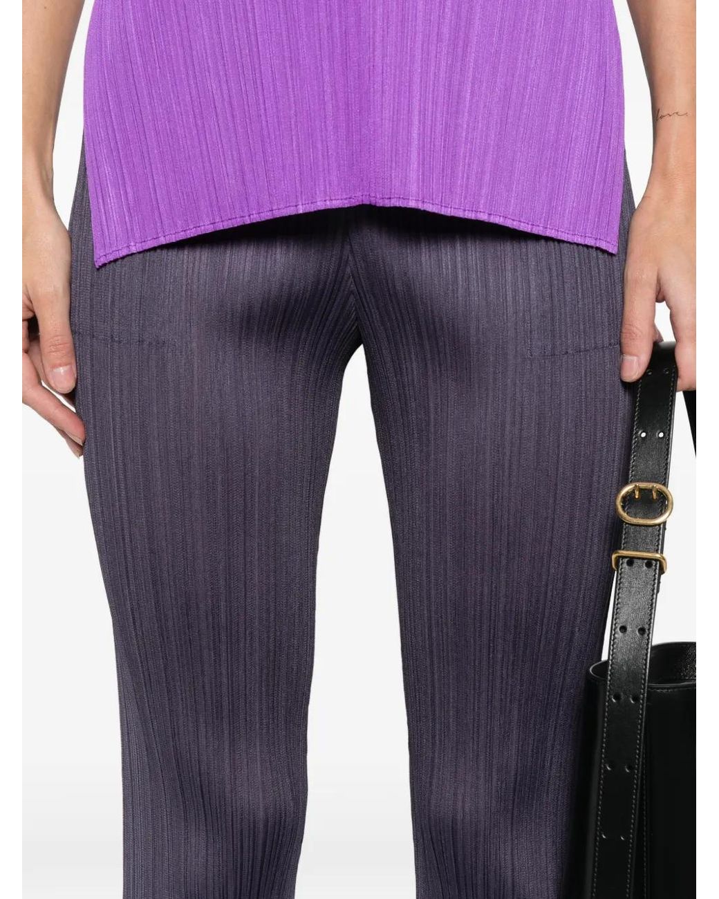 Pleats Please Issey Miyake Blue Pleated Split Trousers