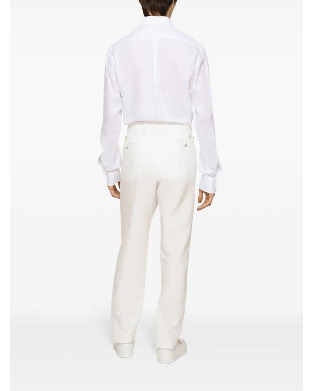 Dolce & Gabbana White Linen Tailored Trousers for men