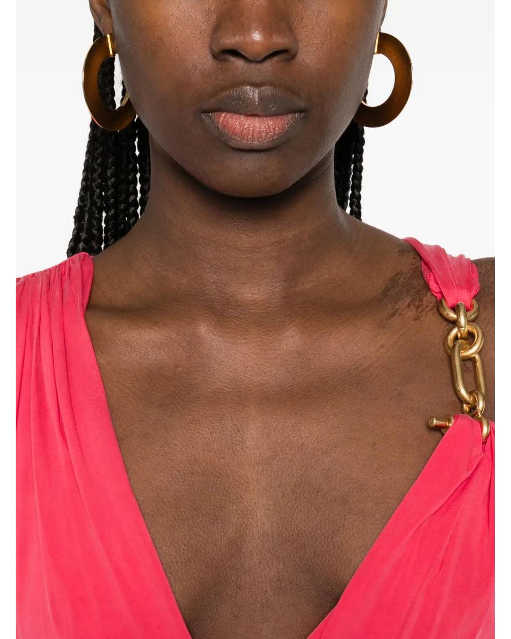 Balmain Pink Draped-Effect Sleeveless Dress