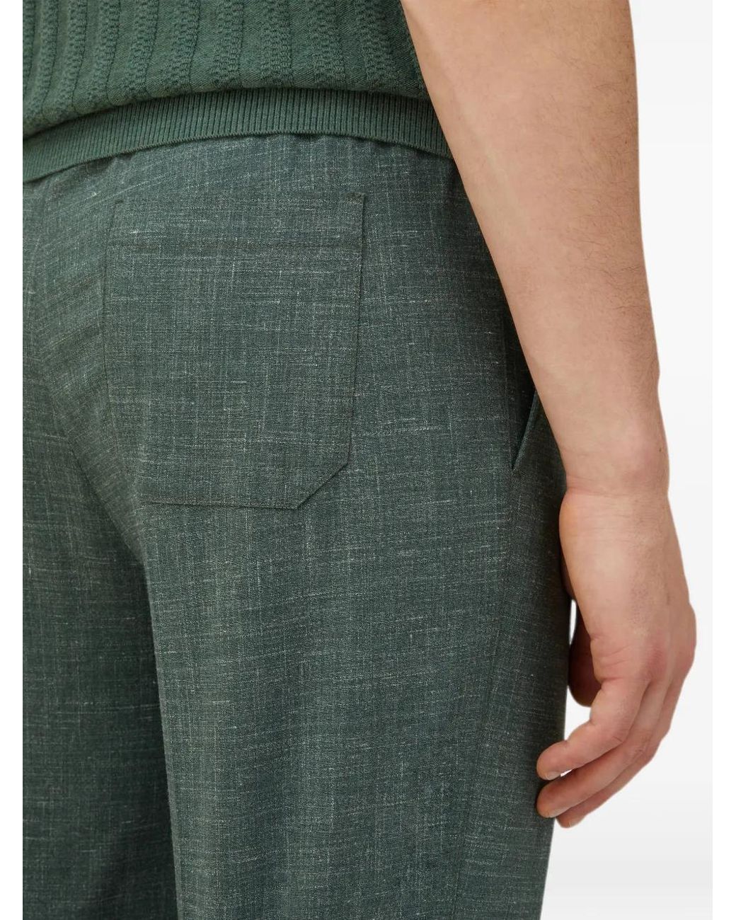 RETORI Green Drawstring Pleated Trousers for men