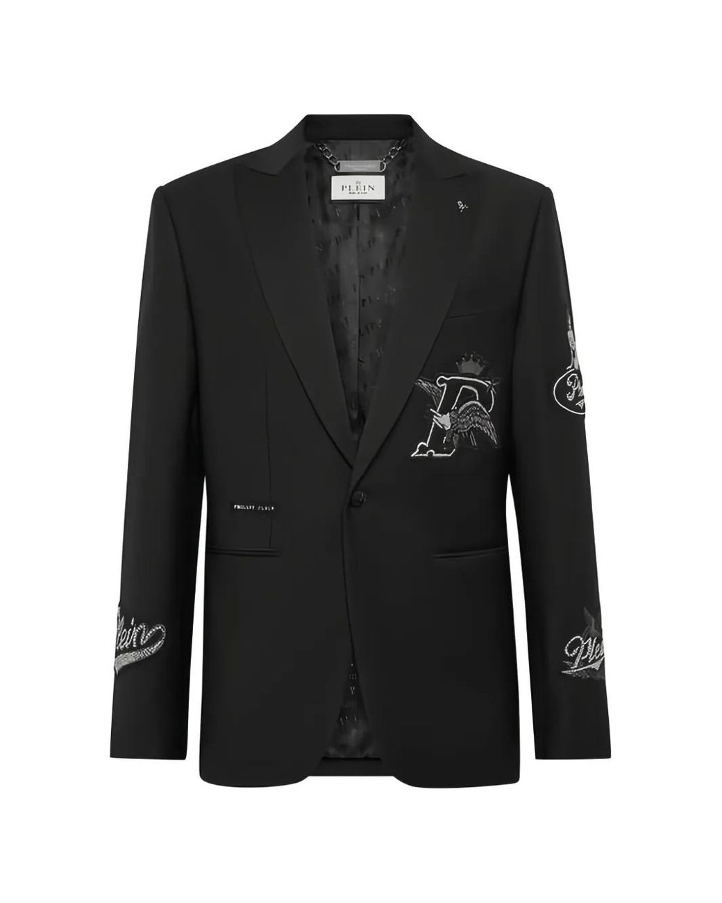 Philipp Plein Black Embroidered Blazer for men