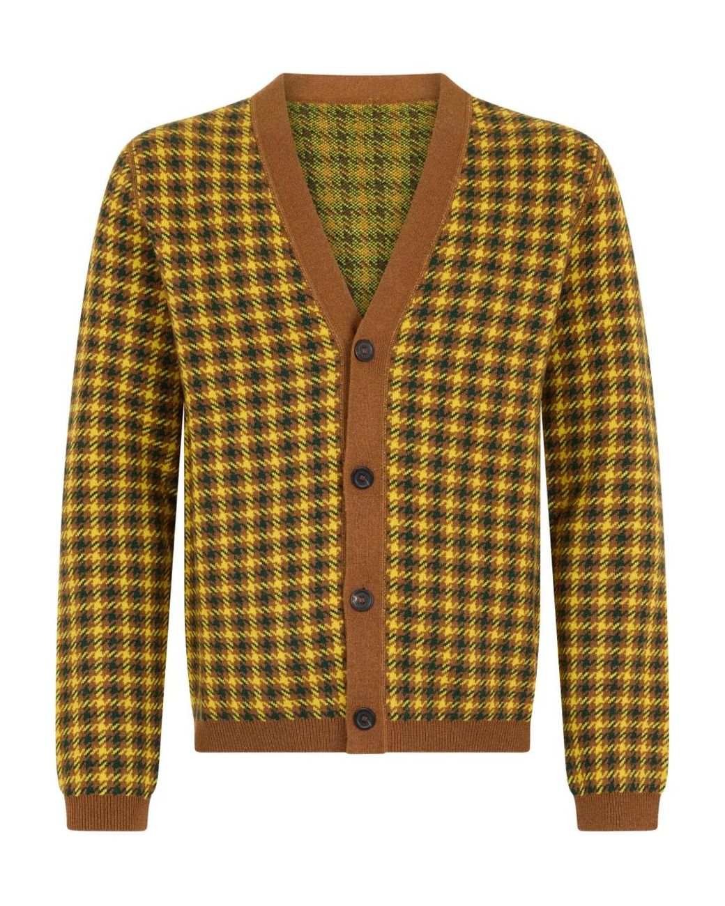 Malo Green Houndstooth Cardigan for men