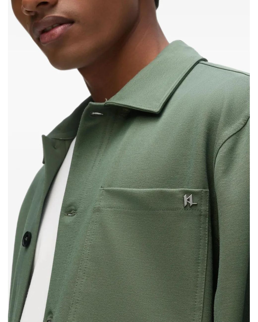 Karl Lagerfeld Green Buttoned Overshirt for men