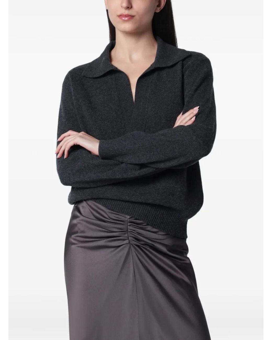 Victoria Beckham Black Polo-Collar Sweater