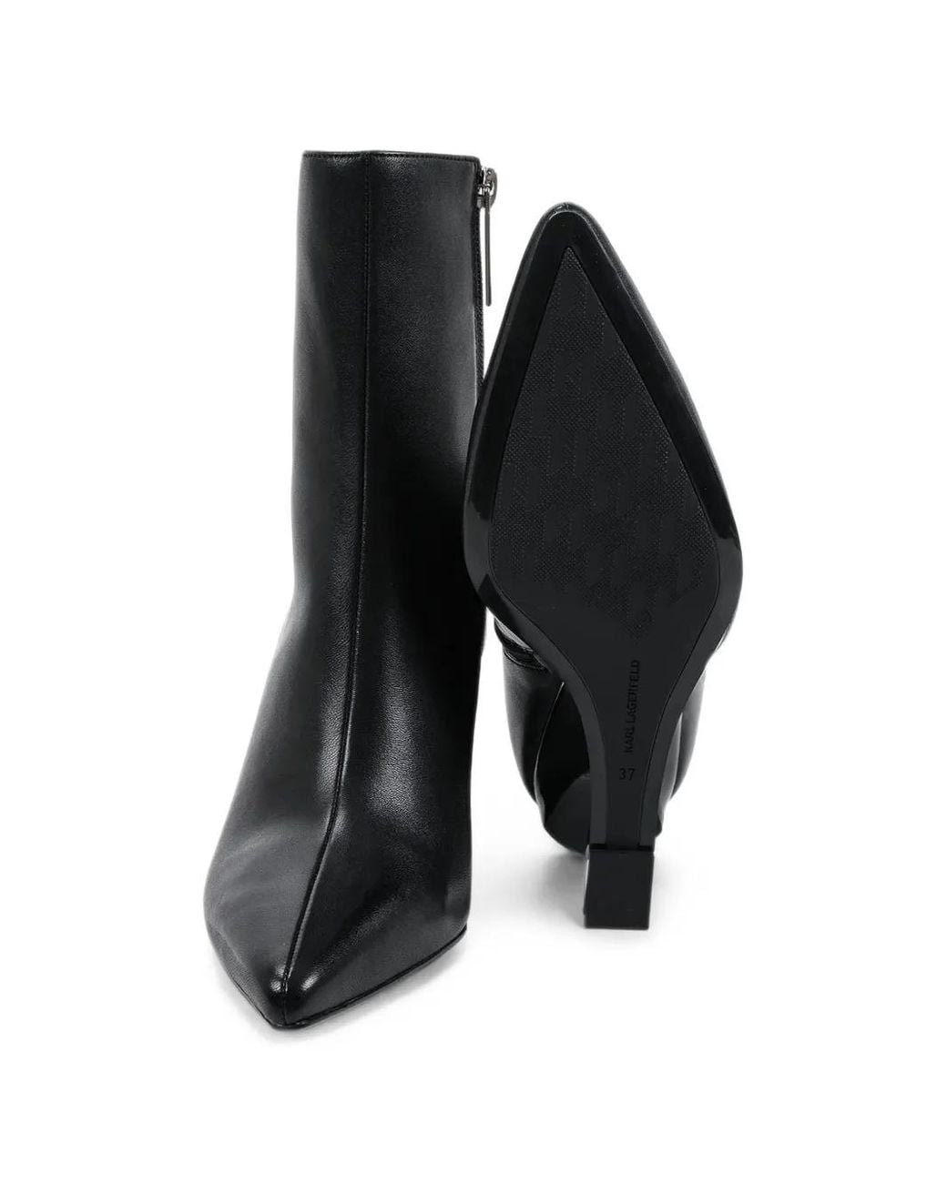 Karl Lagerfeld Black Sculptural-Wedge Ankle Boots