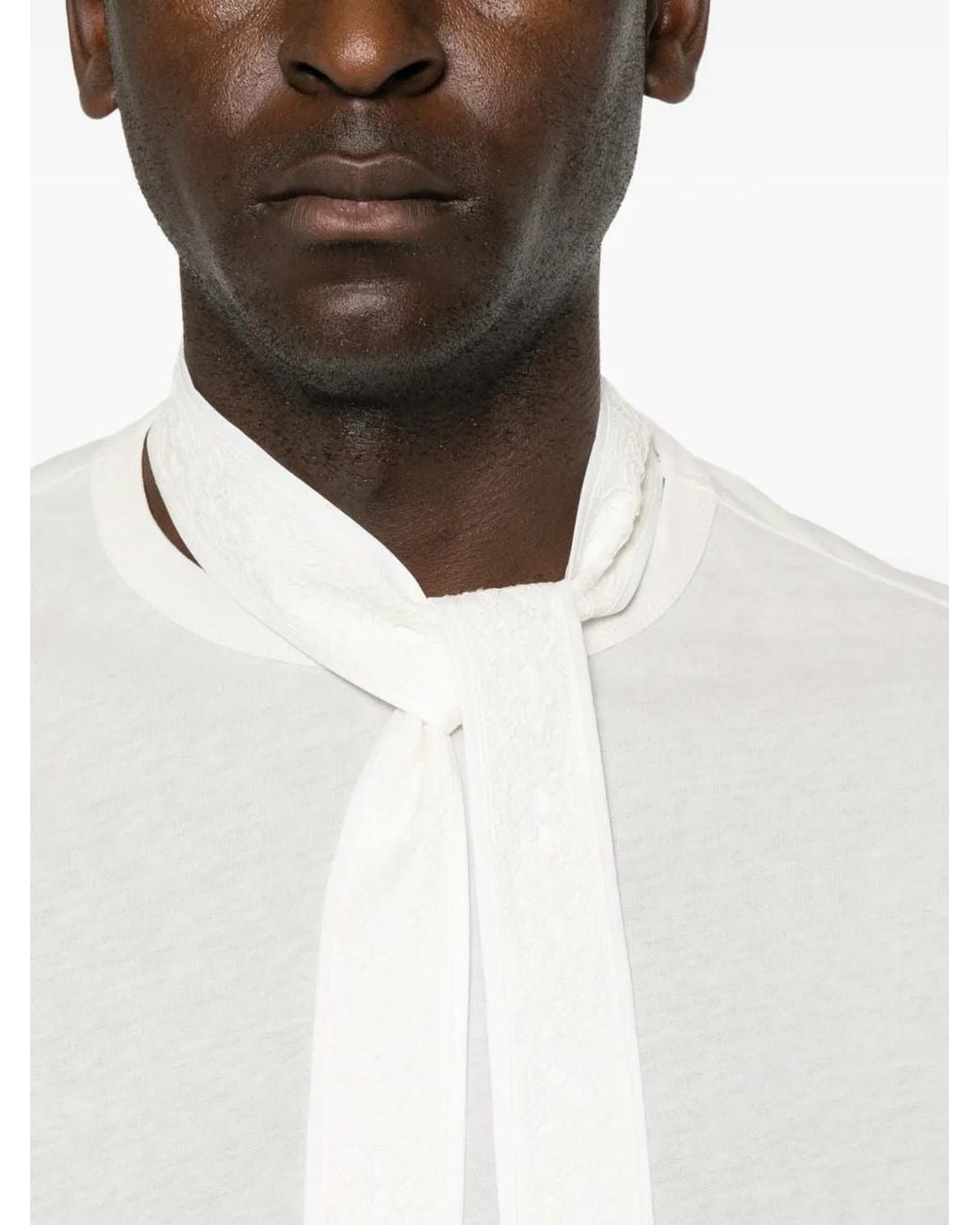 Ann Demeulemeester White Pussy-Bow Short-Sleeve T-Shirt for men