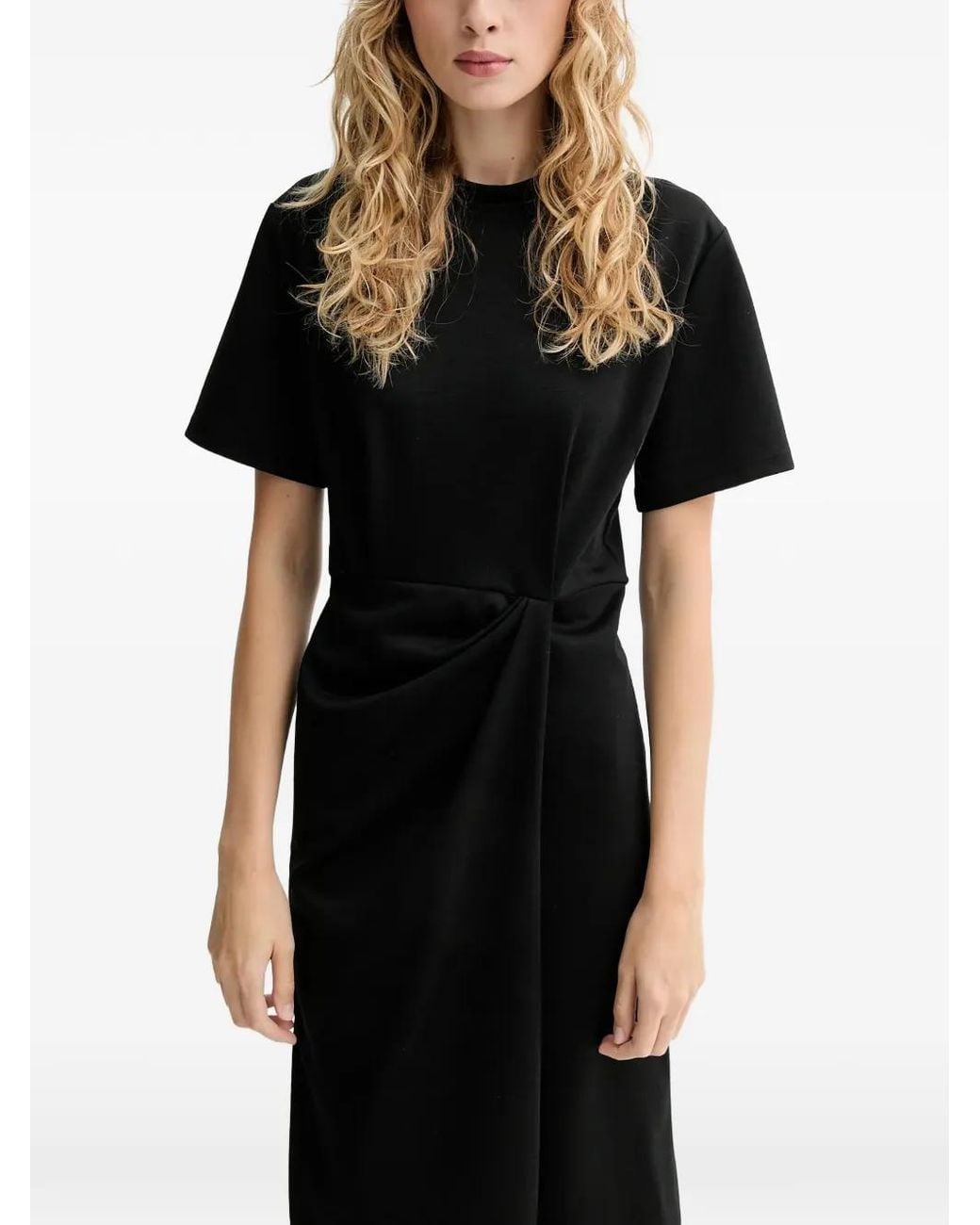 Sessun Black Short Sleeve Midi Dress