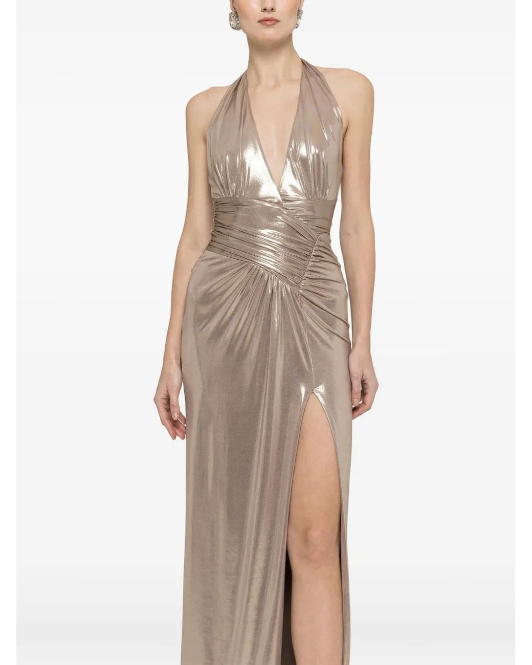 Nissa Natural Backless Split Maxi Dress