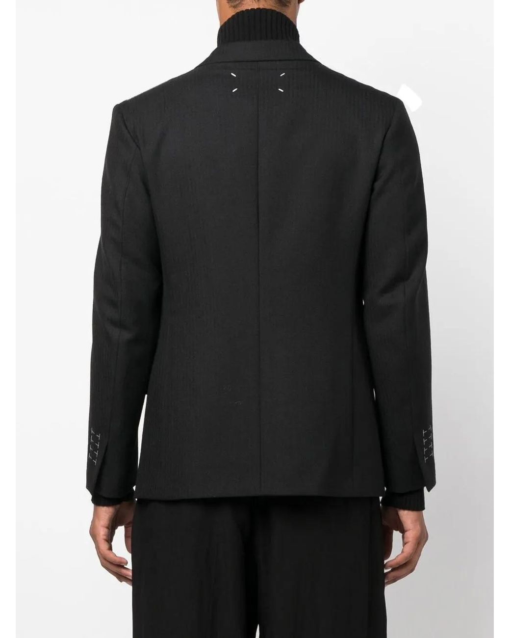 Maison Margiela Black Herringbone Wool Jacket for men
