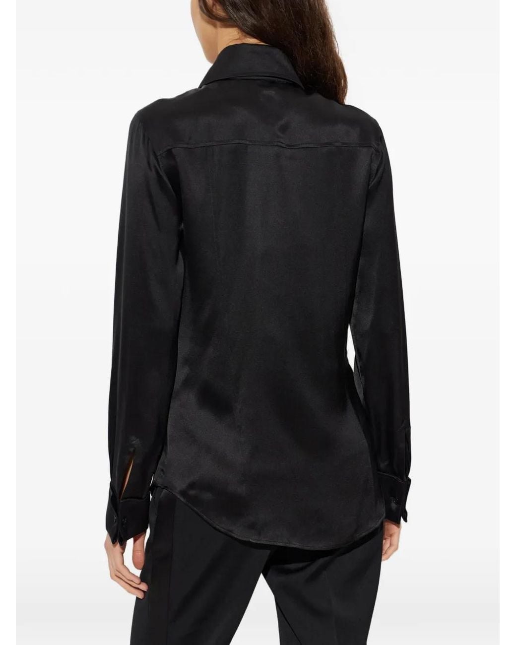 Balmain Black Silk Satin Shirt