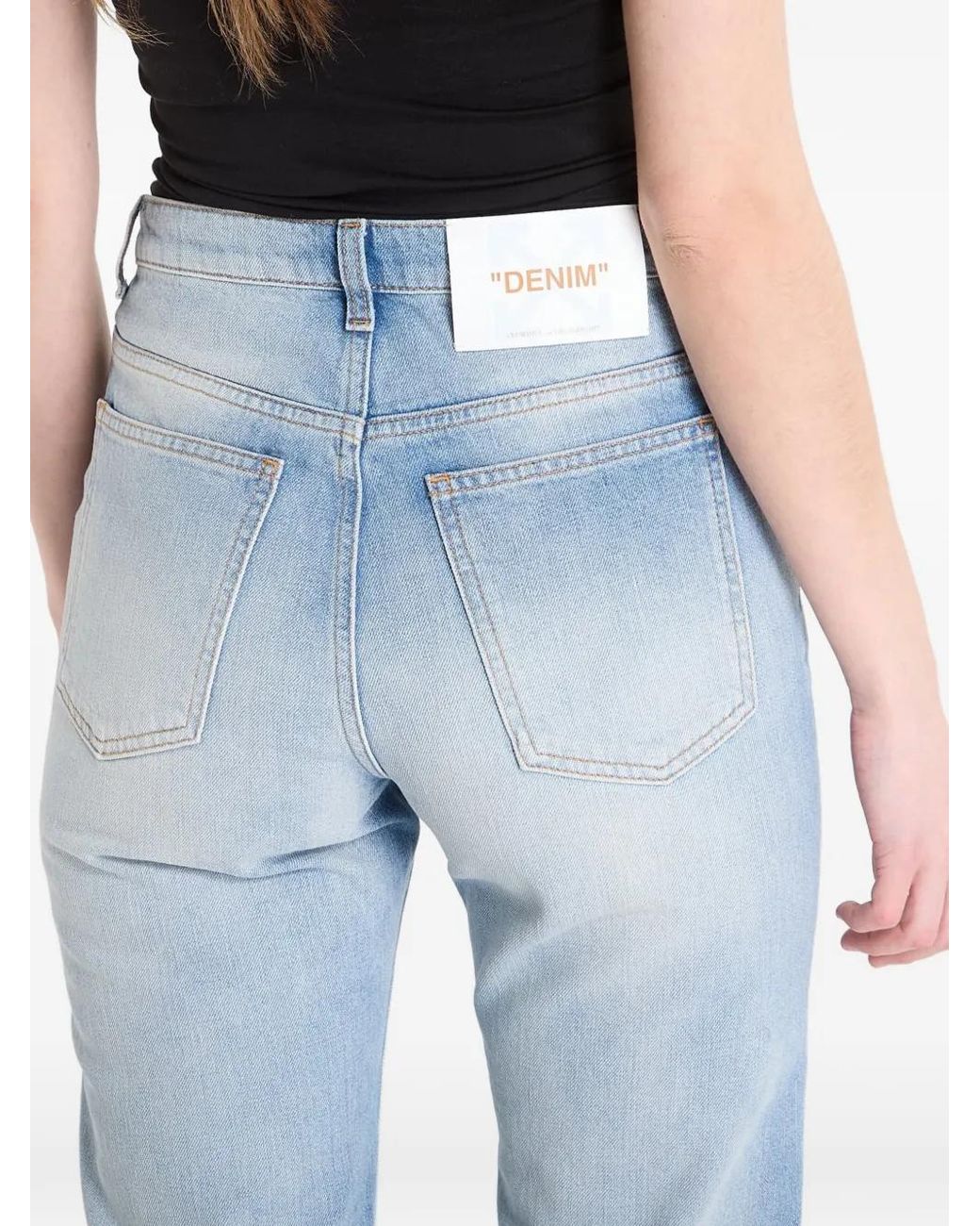 Off-White c/o Virgil Abloh Blue Cut-Out Straight-Leg Jeans