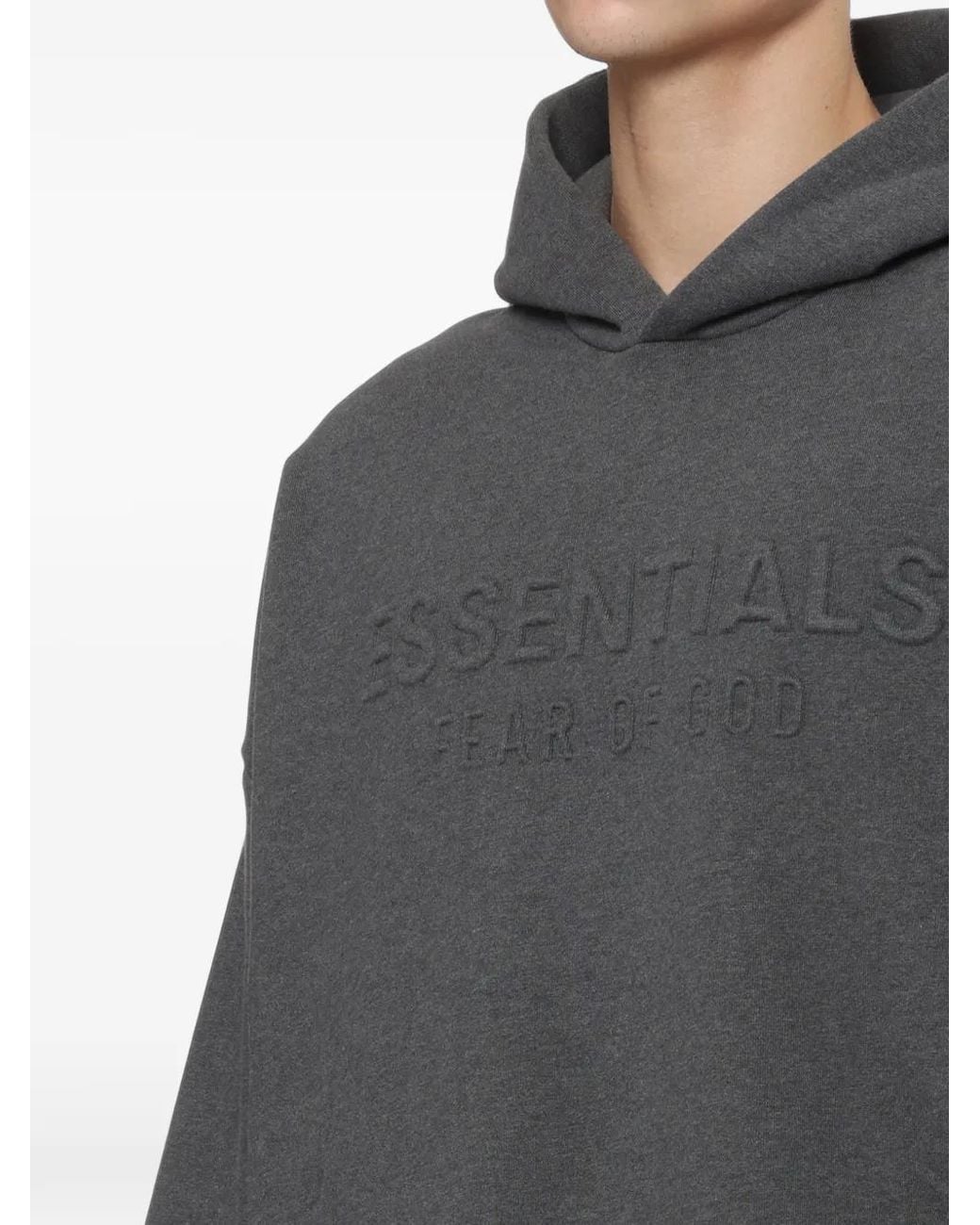 Fear Of God Gray Logo-Embossed Hoodie for men
