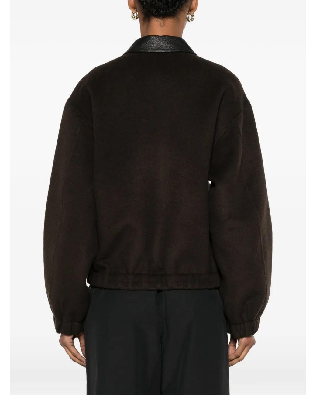 Sandro Black Double-Faced Leather Collar Jacket