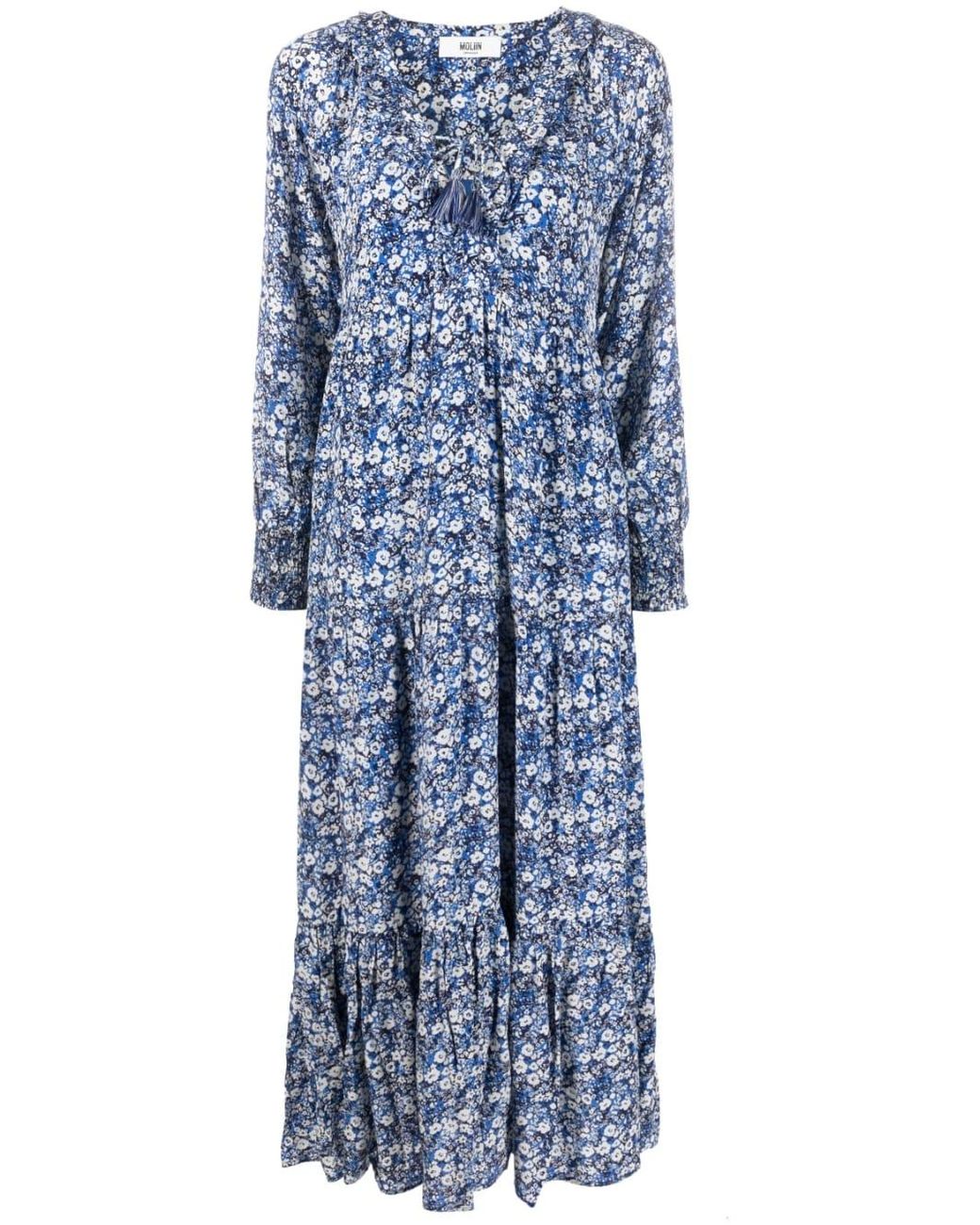 MOLIIN Copenhagen Hana Floral-print Midi Dress in Blue | Lyst