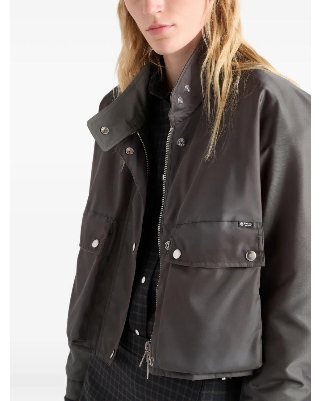 Prada Gray Cropped Re-Nylon Jacket