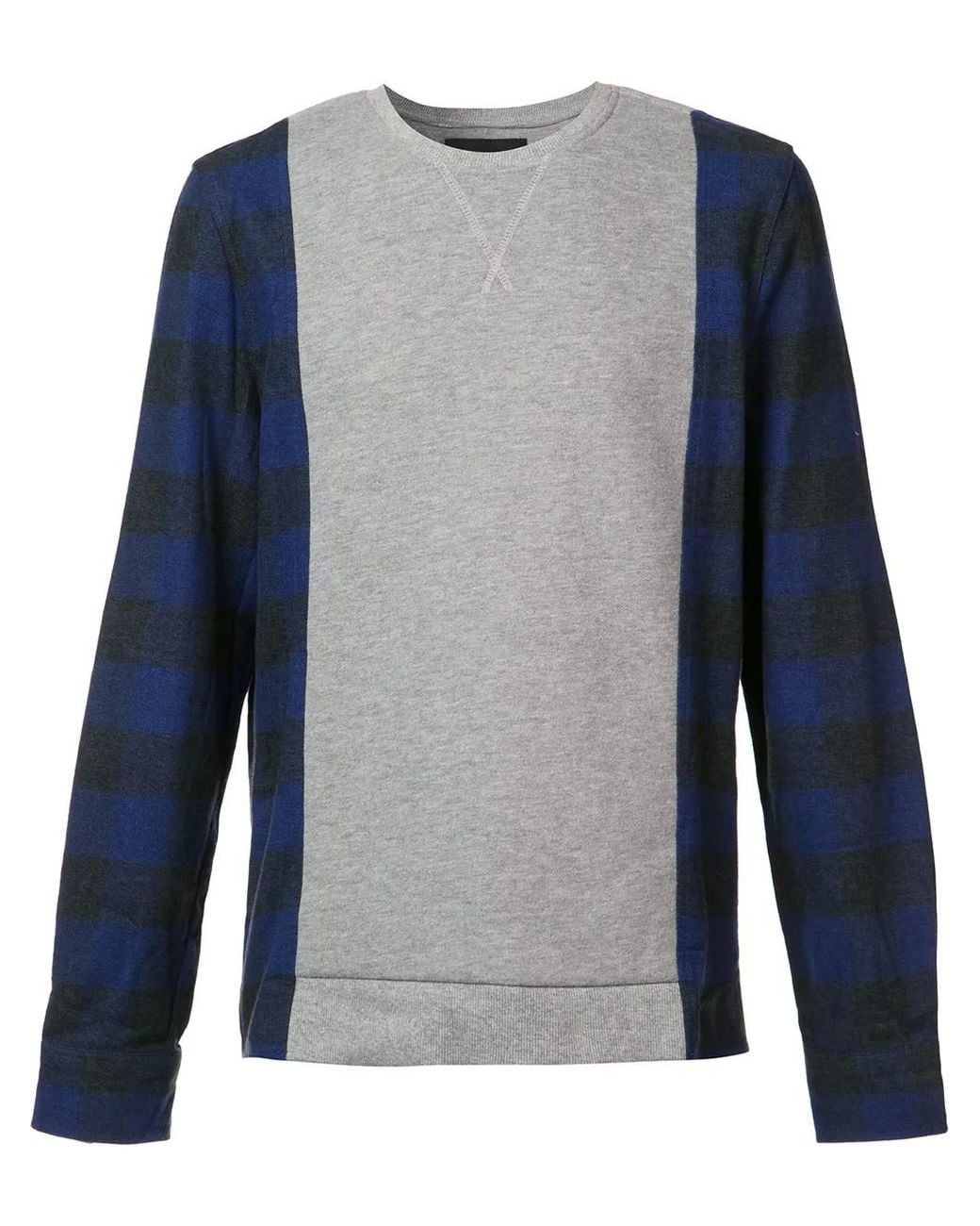Mostly Heard Rarely Seen Blue Plaid Sleeves Sweatshirt for men