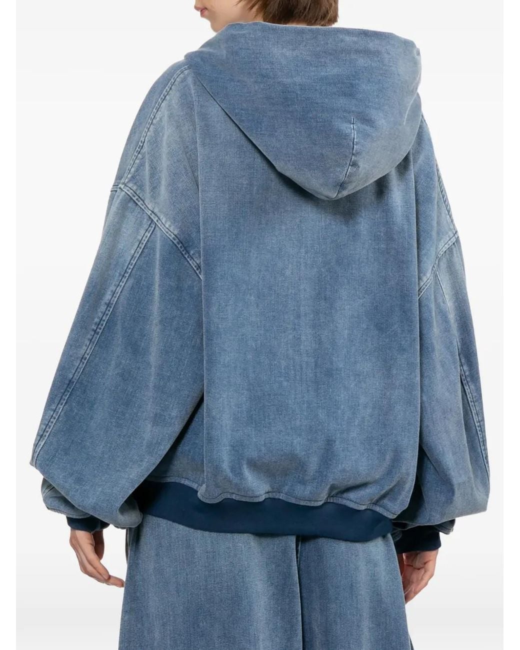 Alexander Wang Brushed-Denim Oversized Hoodie in Blue | Lyst
