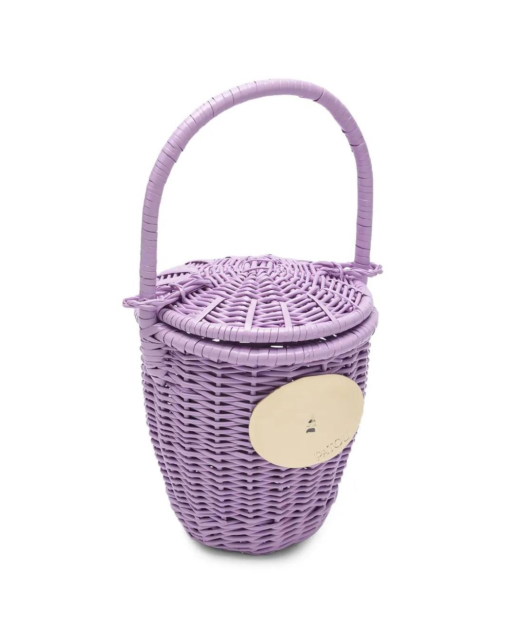 Patou Purple Wicker Bucket Bag