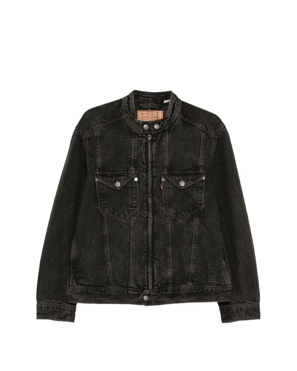 Levi's Black Faded-Effect Band-Collar Jacket for men
