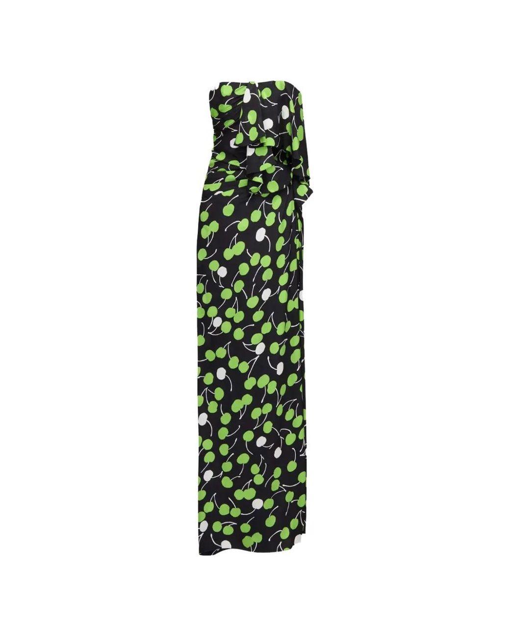 Saint Laurent Green Strapless Silk Maxi Dress