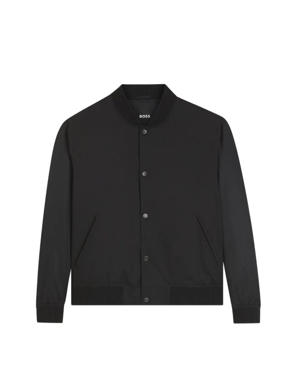 Boss Black Water-Repellent Jacket With Monogram-Pattern Sleeves for men