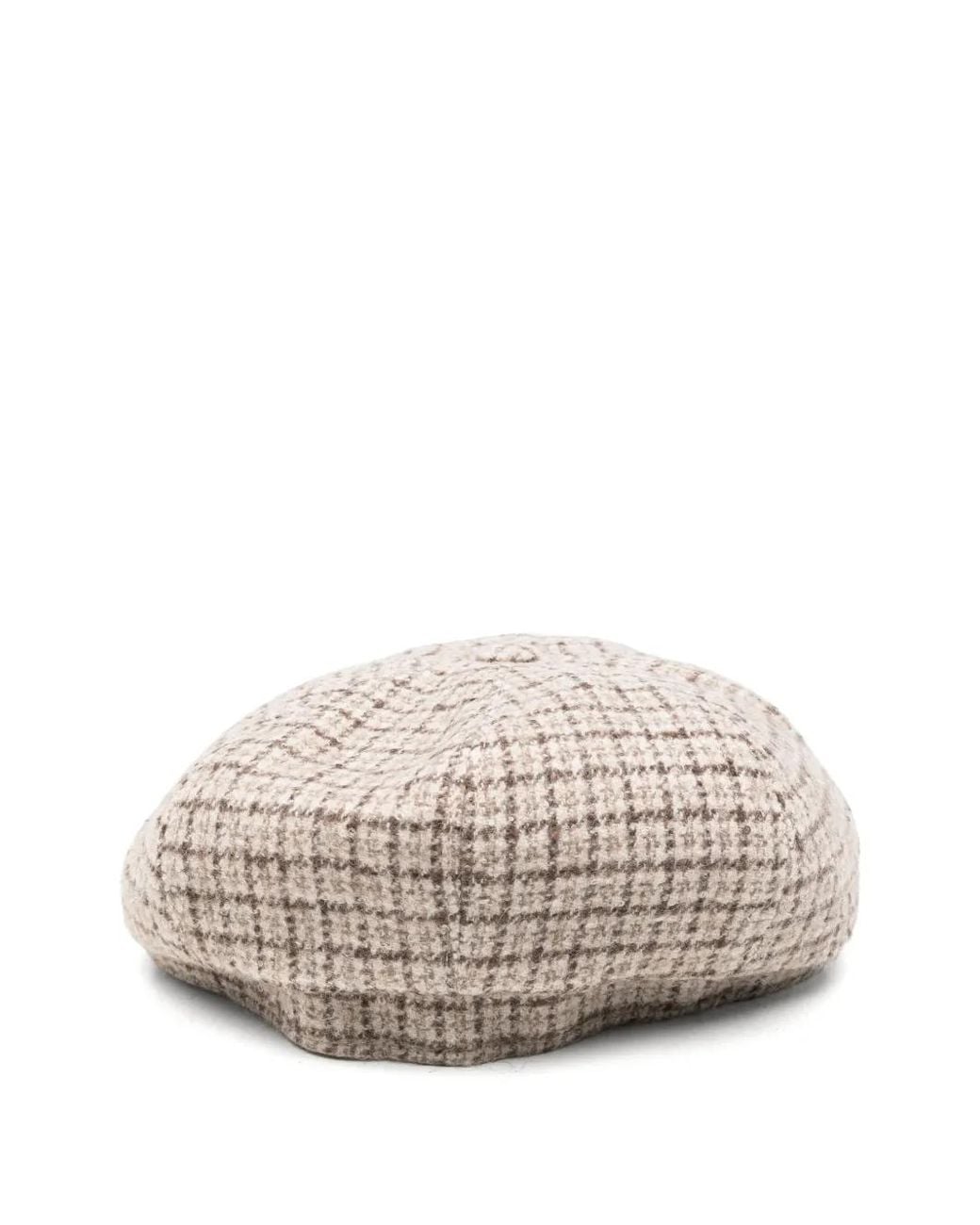 Eleventy Natural Check-Pattern Baker-Boy Cap for men