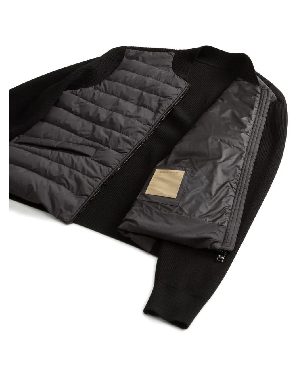 Woolrich Black Hybrid Quilted Bomber Jacket