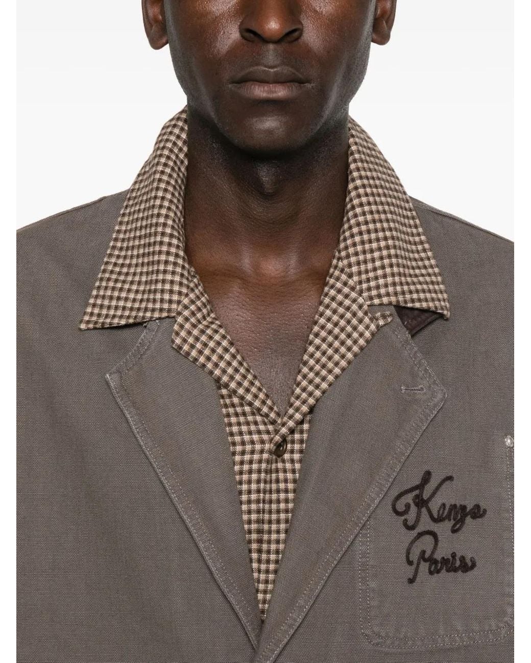 KENZO Brown Patch-Pocket Cotton Jacket for men