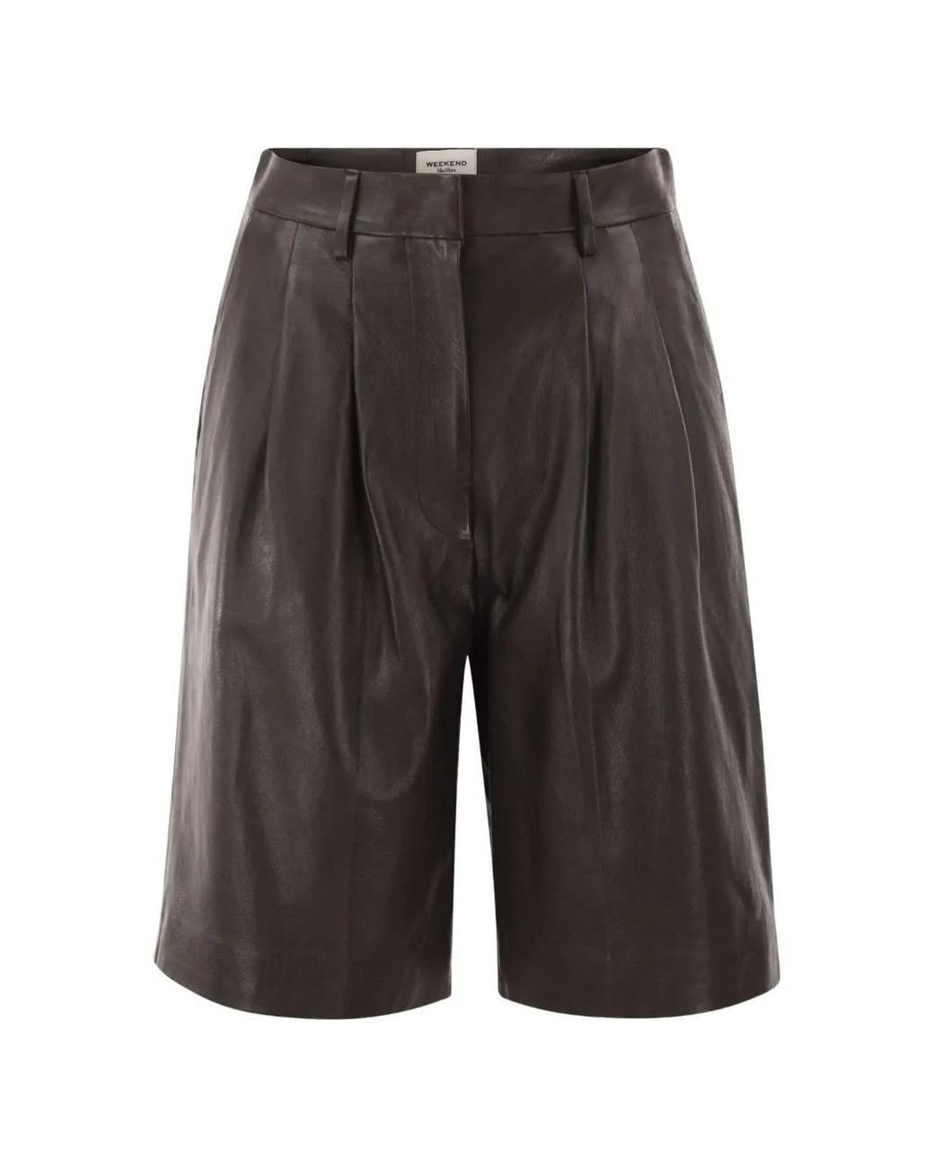 Weekend by Maxmara Gray Nappa-Leather Bermuda Shorts