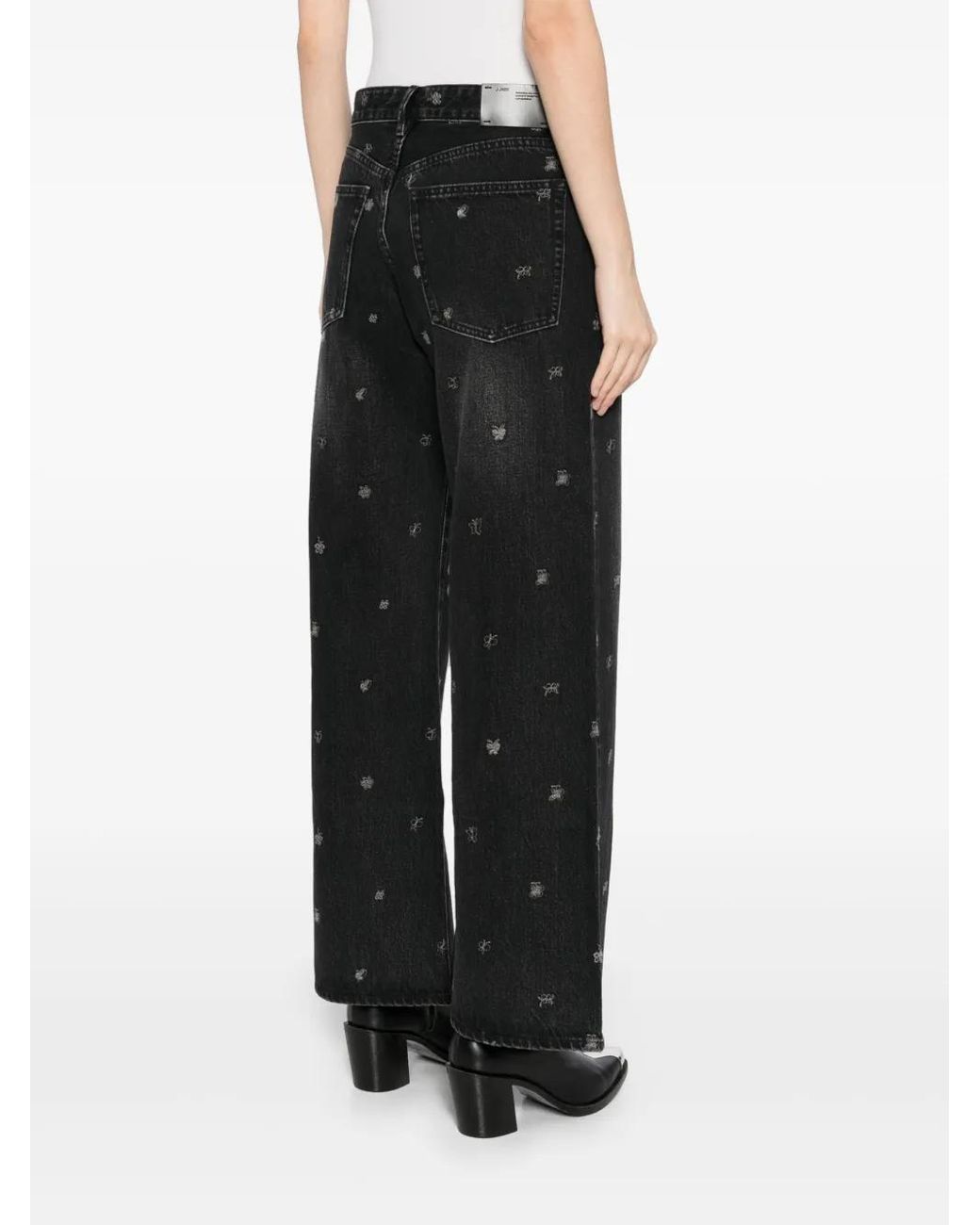 JNBY Black Embroidered-Butterfly Cotton Jeans