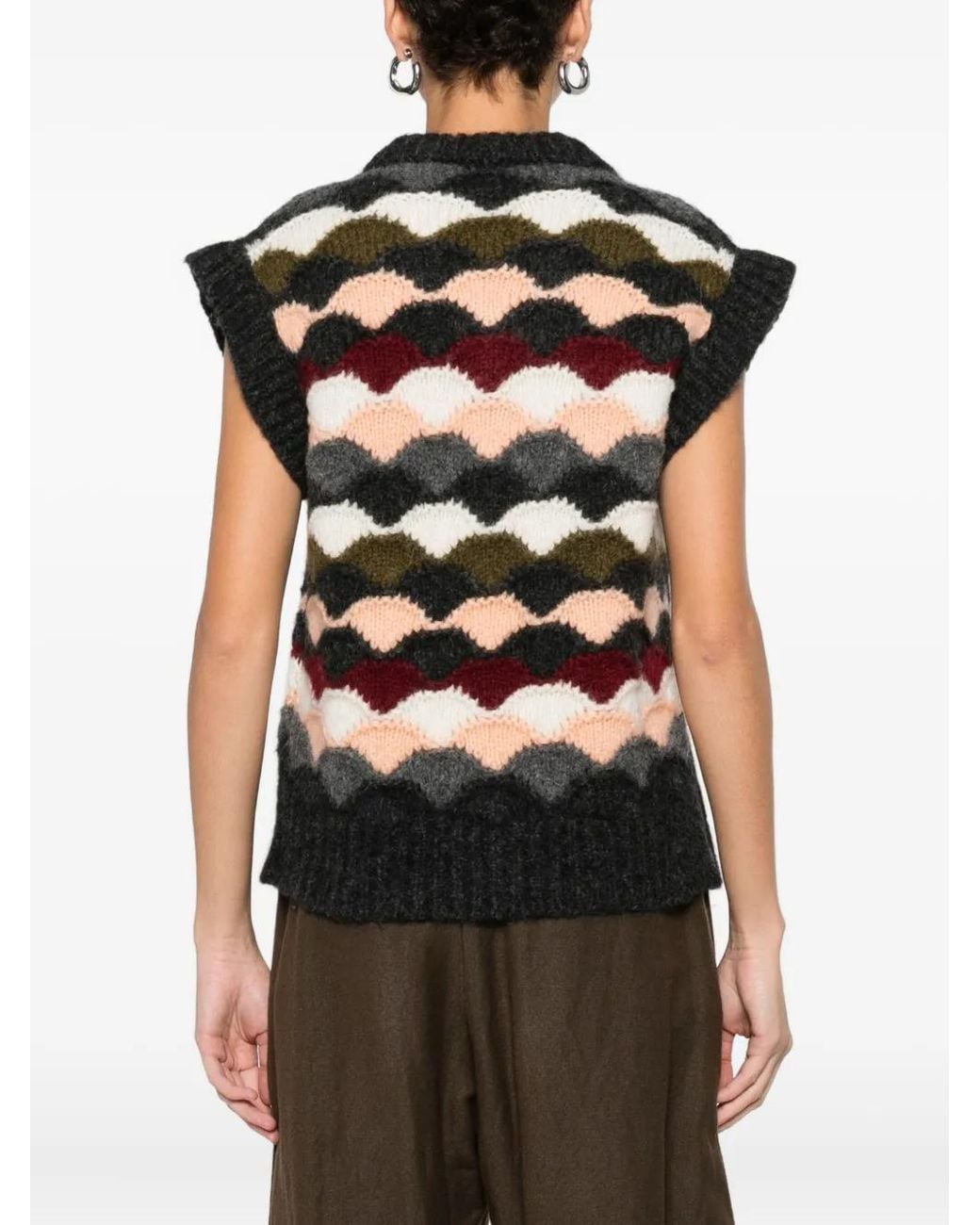 Alanui Black Chevron Knitted Vest